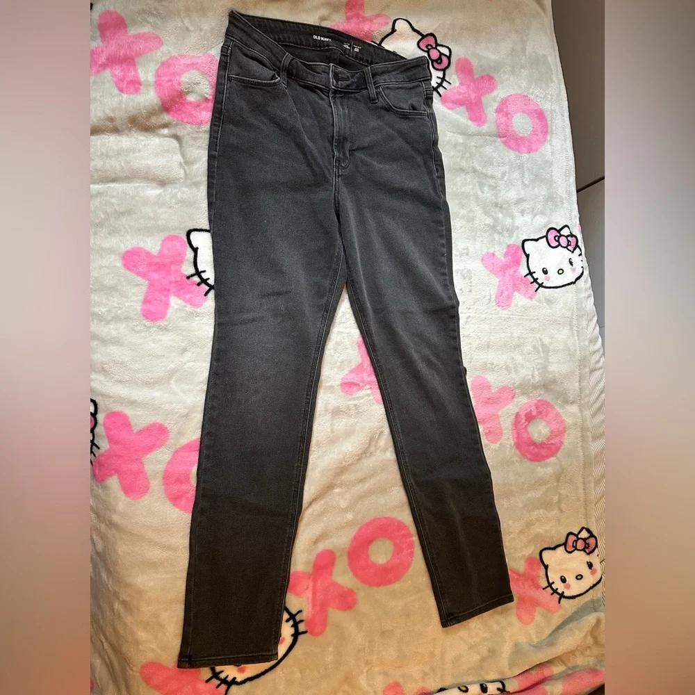 Women’s Old Navy black denim high rise wow straight jeans size 4 - Picture 2 of 5